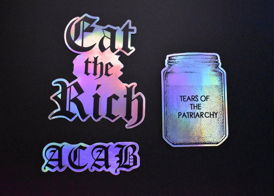 Holographic Feminist Sticker Set Die Cut - ACAB, Eat the Rich