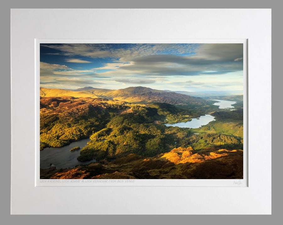 Loch Katrine, Achray & Venachar from Ben Venue - A3 (50x40cm) Unframed Print
