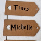 Personalised Kraft Wedding Place Name Tags with Heart Cut-Out – Custom Names