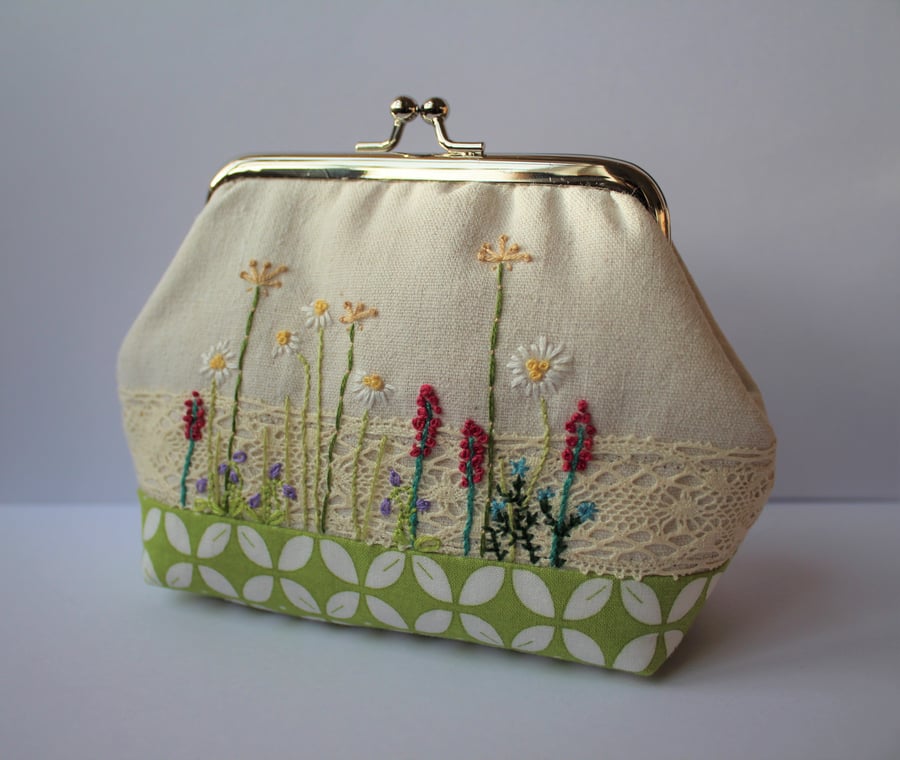 Wildflower Textile Art Mini Clutch Purse 