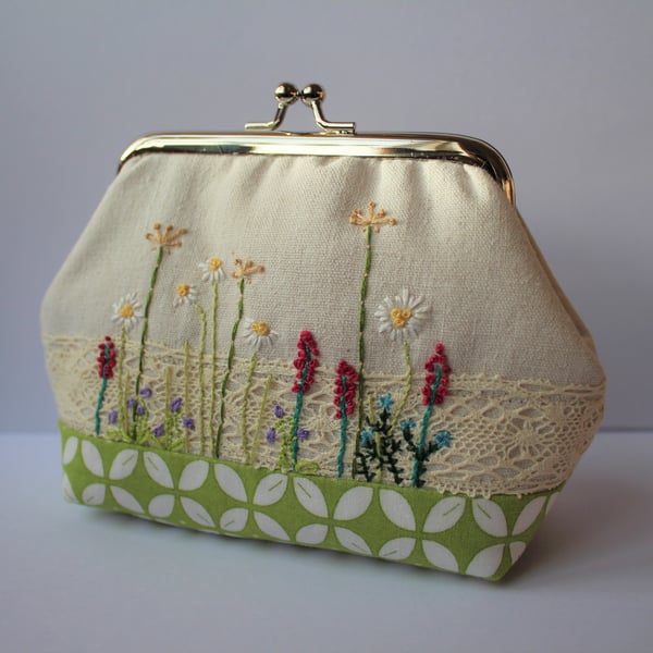 Wildflower Textile Art Mini Clutch Purse 