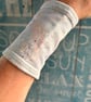 Pale Blue wide cuff bracelet repurposed fabric eco gift - Image 3