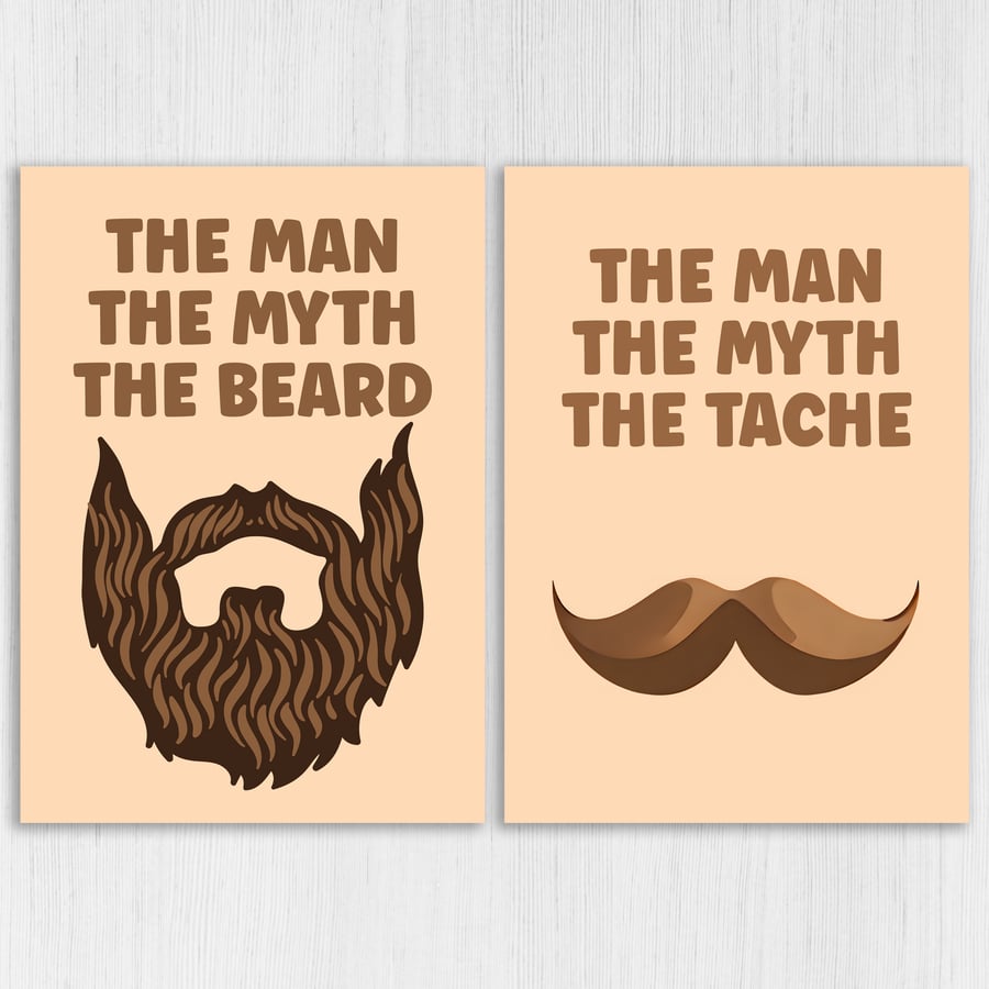 The man, the myth, the beard, tache birthday, anniversary, Valentine’s Day card