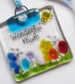Wonderful Mum MINI Rainbow Fused Glass Suncatcher
