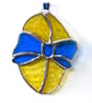 Easter Egg Suncatcher Stained Glass Handmade Blue Yellow 012 - Image 6