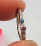 Hand Forged Molten Sterling Silver Ring – Apatite & Ruby - Image 1