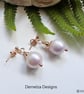 Designer 12mm Edison Freshwater Culture Pearl Rose Gold Vermeil Stud Earrings - Image 1