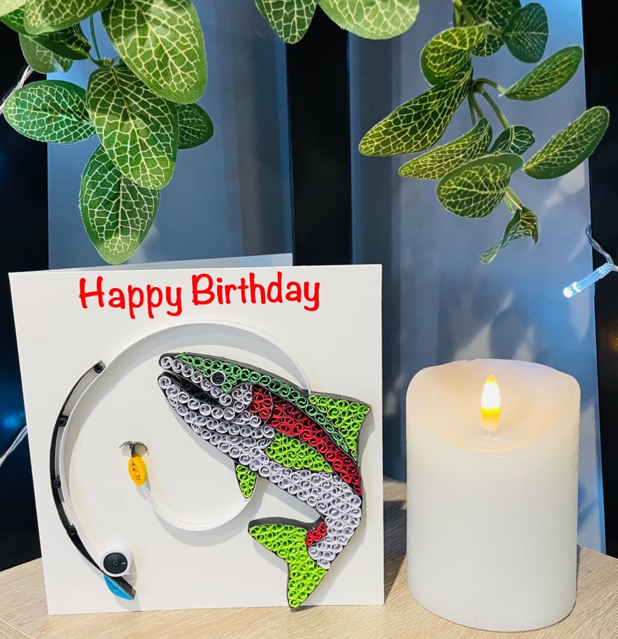 Stunning Handmade Quilled Fishing Card