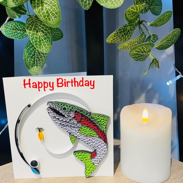 Stunning Handmade Quilled Fishing Card