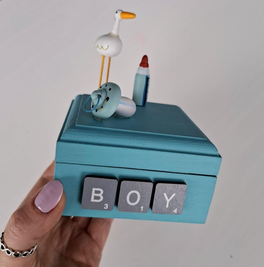 Keepsake Mini Box, Baby Boy Memory Box