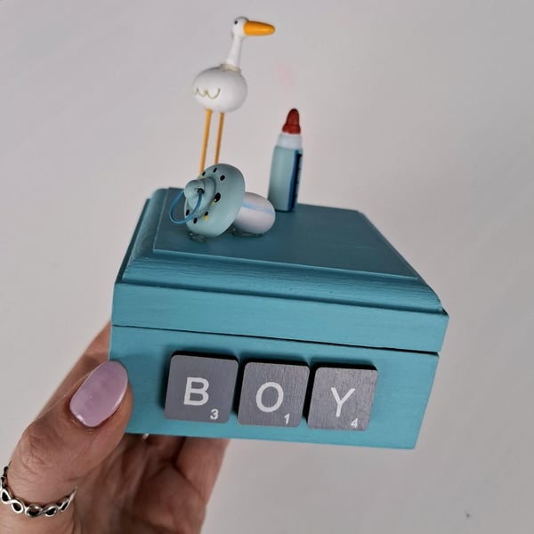 Keepsake Mini Box, Baby Boy Memory Box