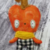 Pumpkin Head Miniature Doll In Chequered Shorts