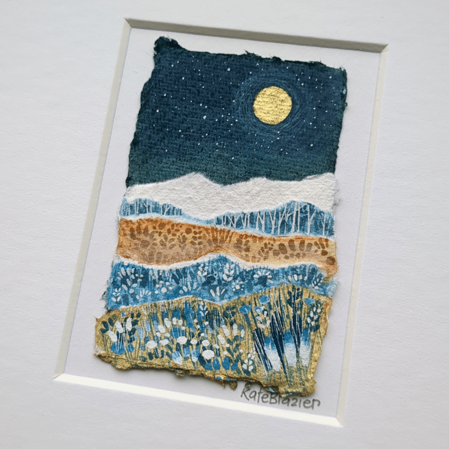 Golden Fields - Original collage. A5 Mounted