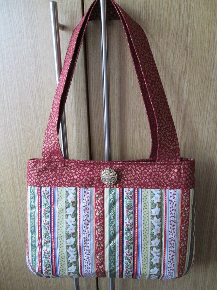 SALE - Christmas Handbag - Vintage Stripe