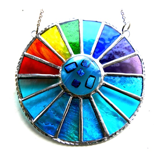 Rainbow Sea Colourwheel Suncatcher Stained Glass Handmade 008