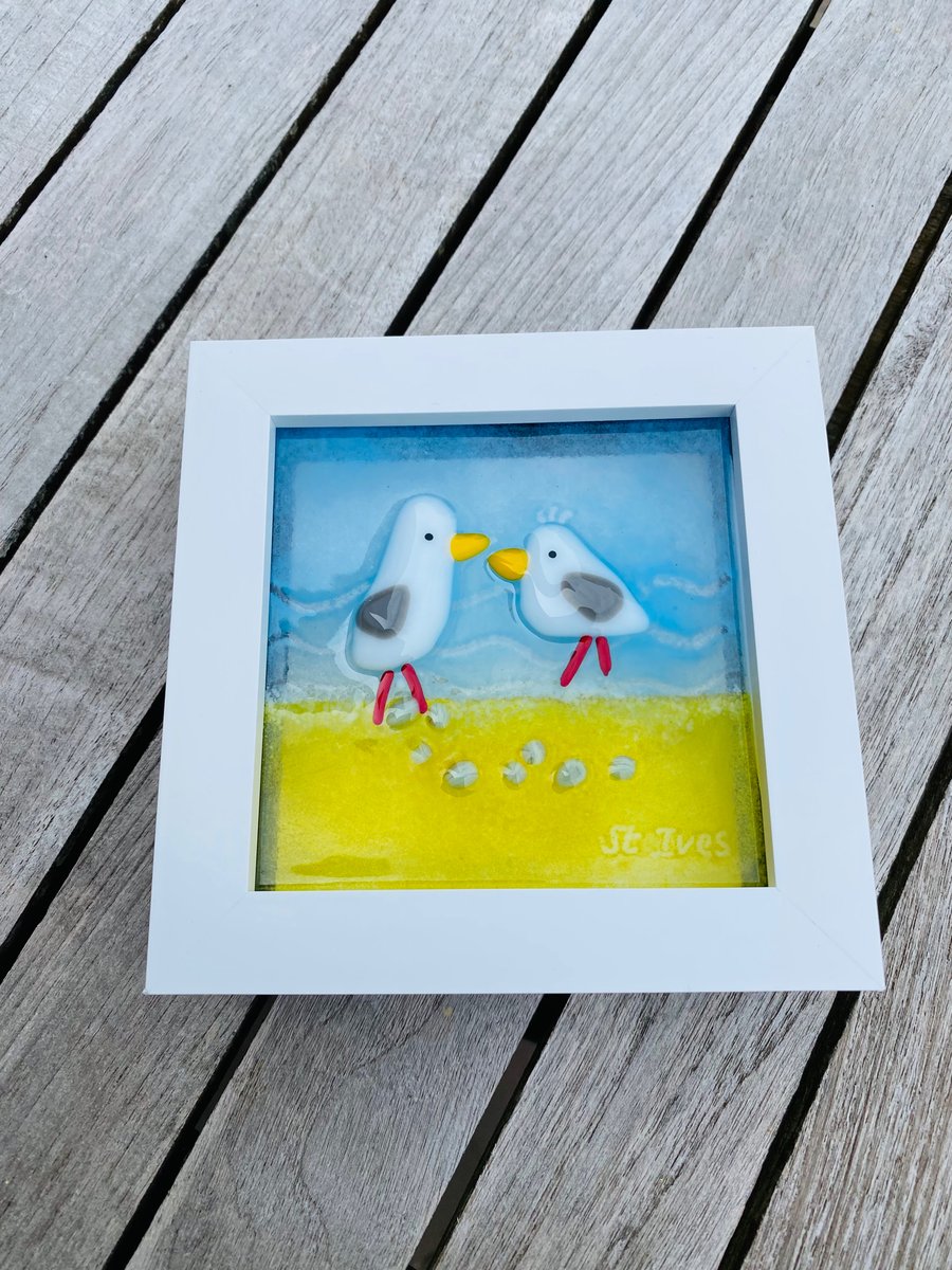 Fused glass st Ives seagull picture