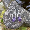Silver and amethyst small dangle earrings 