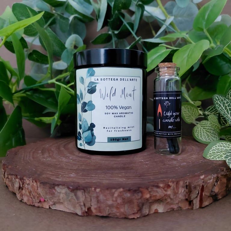 Wild Mint Scented Soy Candle Vegan Friendly Handcrafted Free Delivery