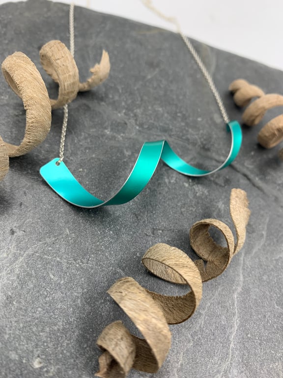 Aluminium spiral pendant in teal