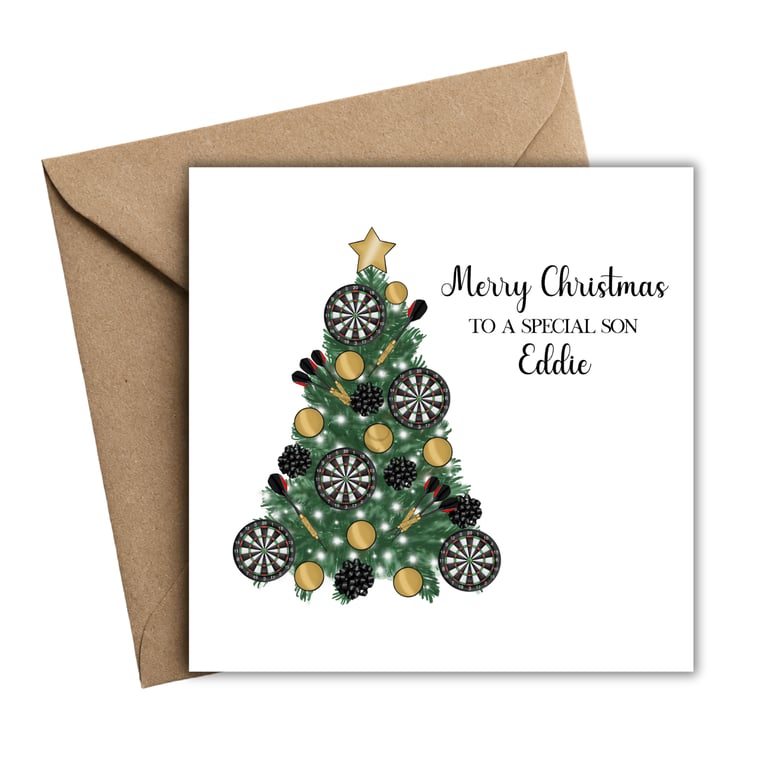 Darts Christmas Tree Merry Christmas Card