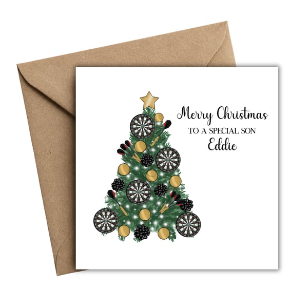 Darts Christmas Tree Merry Christmas Card