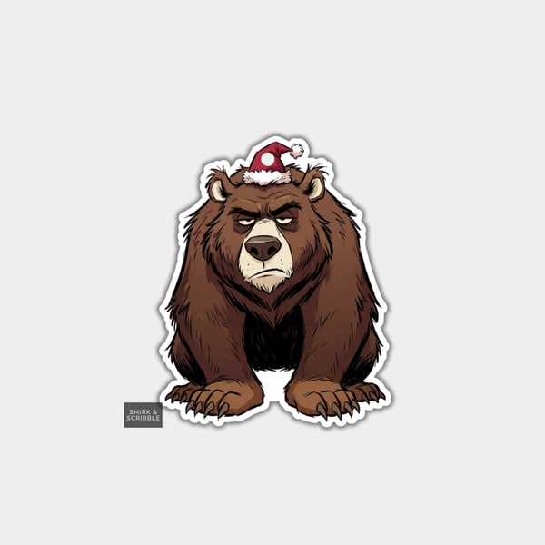 Unique Funny Christmas Gift Tags For Adults, 6pk - Grumpy Brown Bear