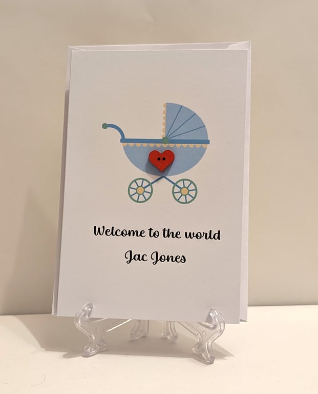 Personalised Welcome to the world Baby boy greetings card 