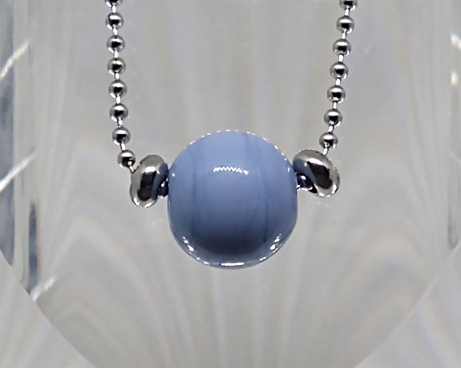 Single Orb Necklace - Glacier Blue glass bead necklace lampwork