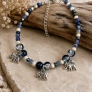 Blue Elephant Charm Anklet 