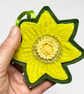 Upcycled embroidered spring flower daffodil home Easter decoration. - Image 2