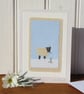 Sheep in Snow hand-stitched textile - perfect for Christmas or winter birthday - Image 1