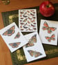 Mini butterfly greetings cards - pack of 4 blank note cards, A7 (10.5x7.4 cm) 