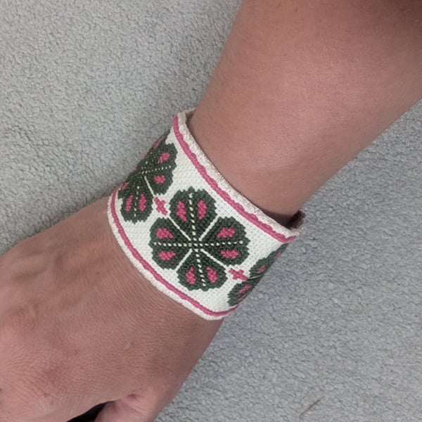 Cross-stitched bracelet