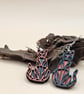 Mismatched Geometric Cat Earrings - Handmade Wooden Statement Jewellery Gift - Image 7
