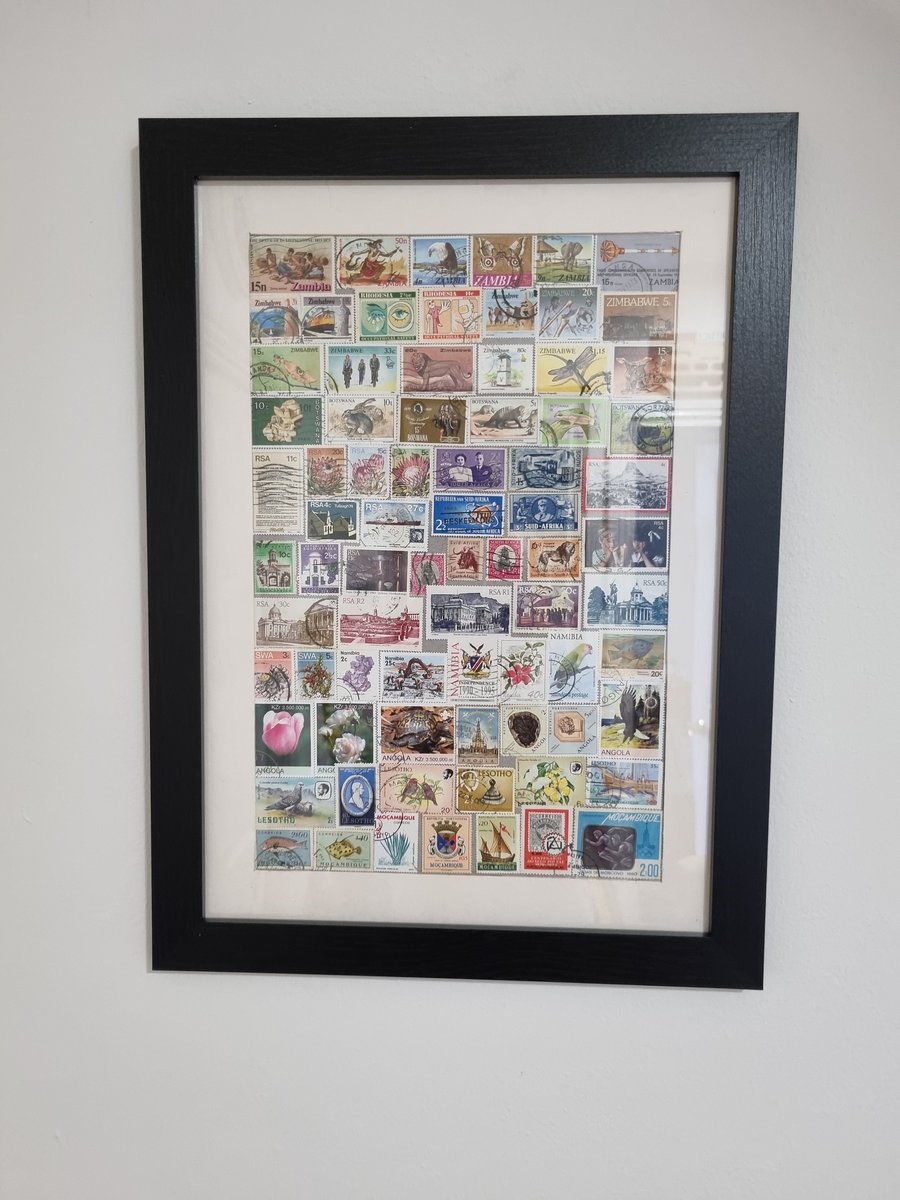 Southern Africa Themed Vintage Stamp Collection in photo frame