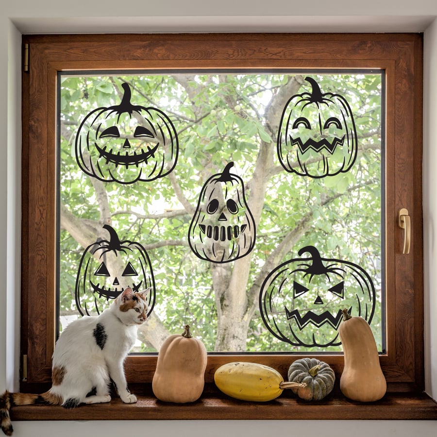 Pumpkin Window Sticker: Halloween Decorations, Autumnal Window Decal, Silhouette