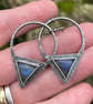 Oxidised silver and labradorite tribal triangle earrings - Image 10