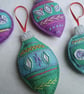 Bauble Retro Christmas Decoration hand embroidered felt  - Image 1