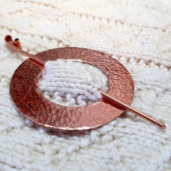 Shawl Pin in Hand Beaten Copper