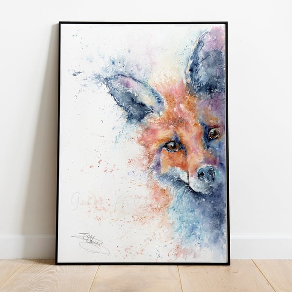 Fox 'Shadow', A Ltd Edition Fine Art Print from an Original Watercolour Painting