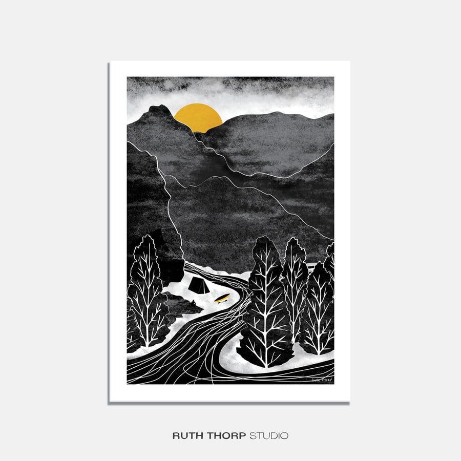 River Adventure Illustrated Art Print