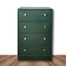 Oak Chest of Drawers hand painted in Dark Green