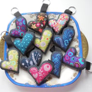 applique embroidered heart keyring key fob hanging decoration ROBOT