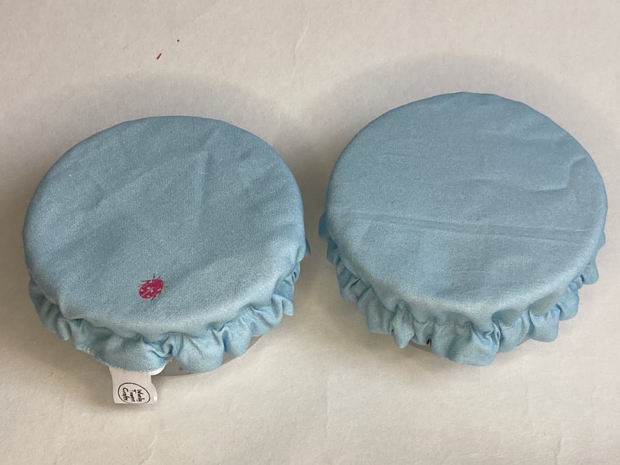 Extra small bowl covers for dips. Set of two. Pale blue.
