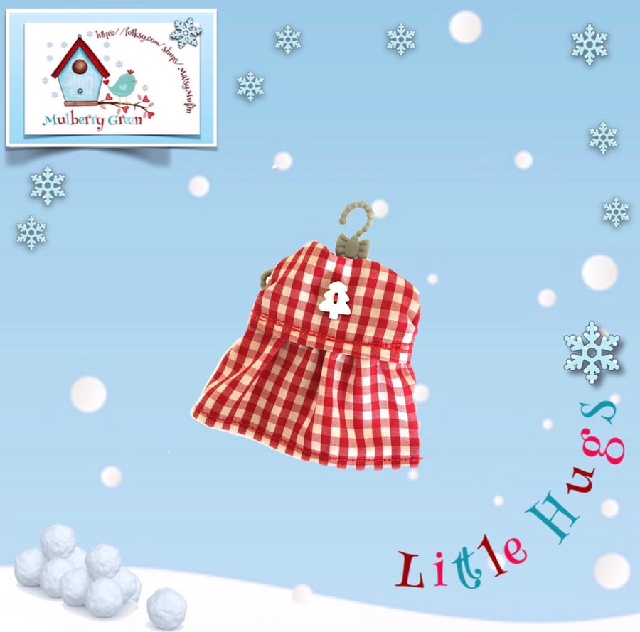 Reserved for Kat Red Gingham Dress to fit the Little Hugs dolls 