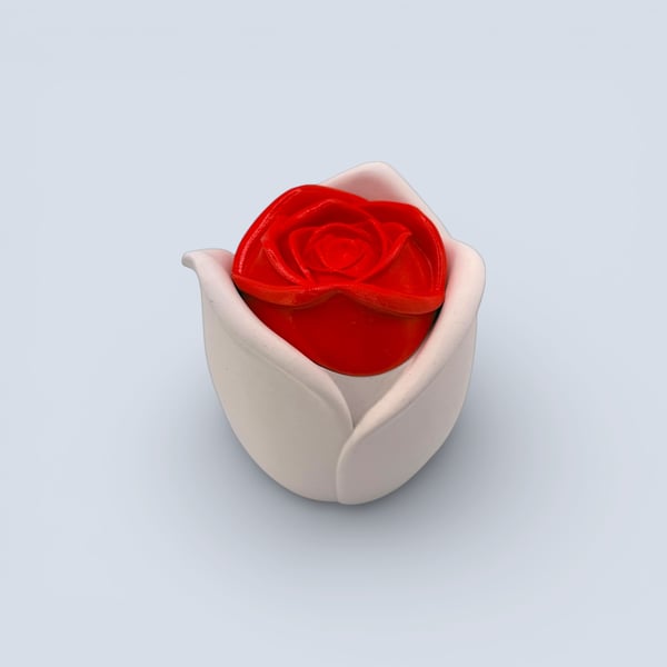 White Jewellery Box with Red Rose Lid and Matching Tray Option