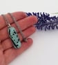 Light Green and Black Fused Glass Pendant with Stainless Steel Chain - Image 5