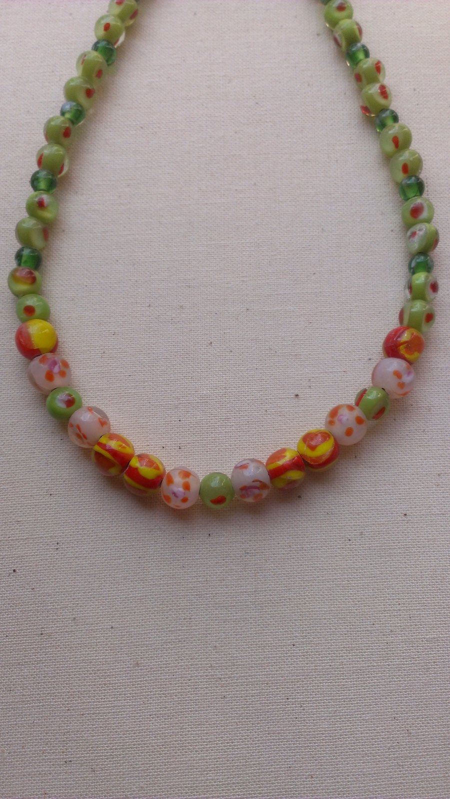 SALE Lime Green Glass Bead Necklace