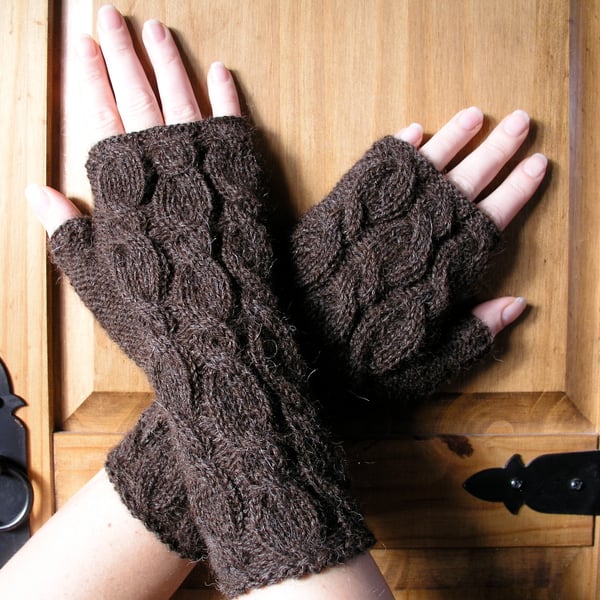 Brown Alpaca Wrist Warmers