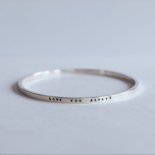 Personalised Bangle, Recycled Sterling Silver Bracelet